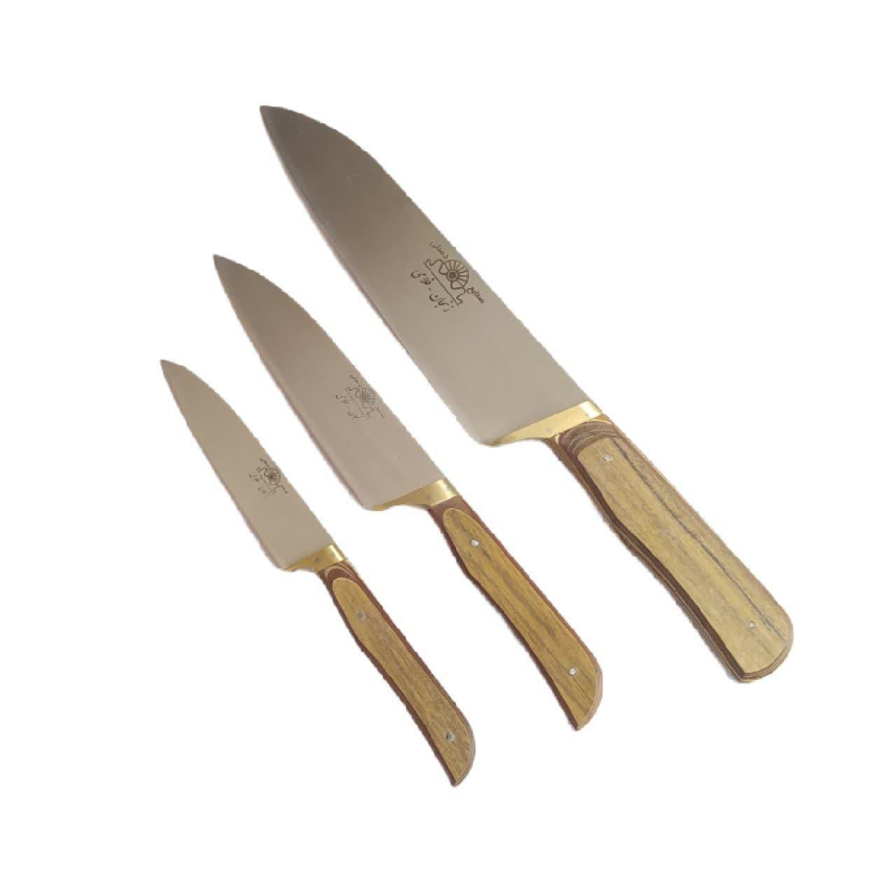 ست چاقو آشپزخانه 3 پارچه فلاحی زنجان کد 34