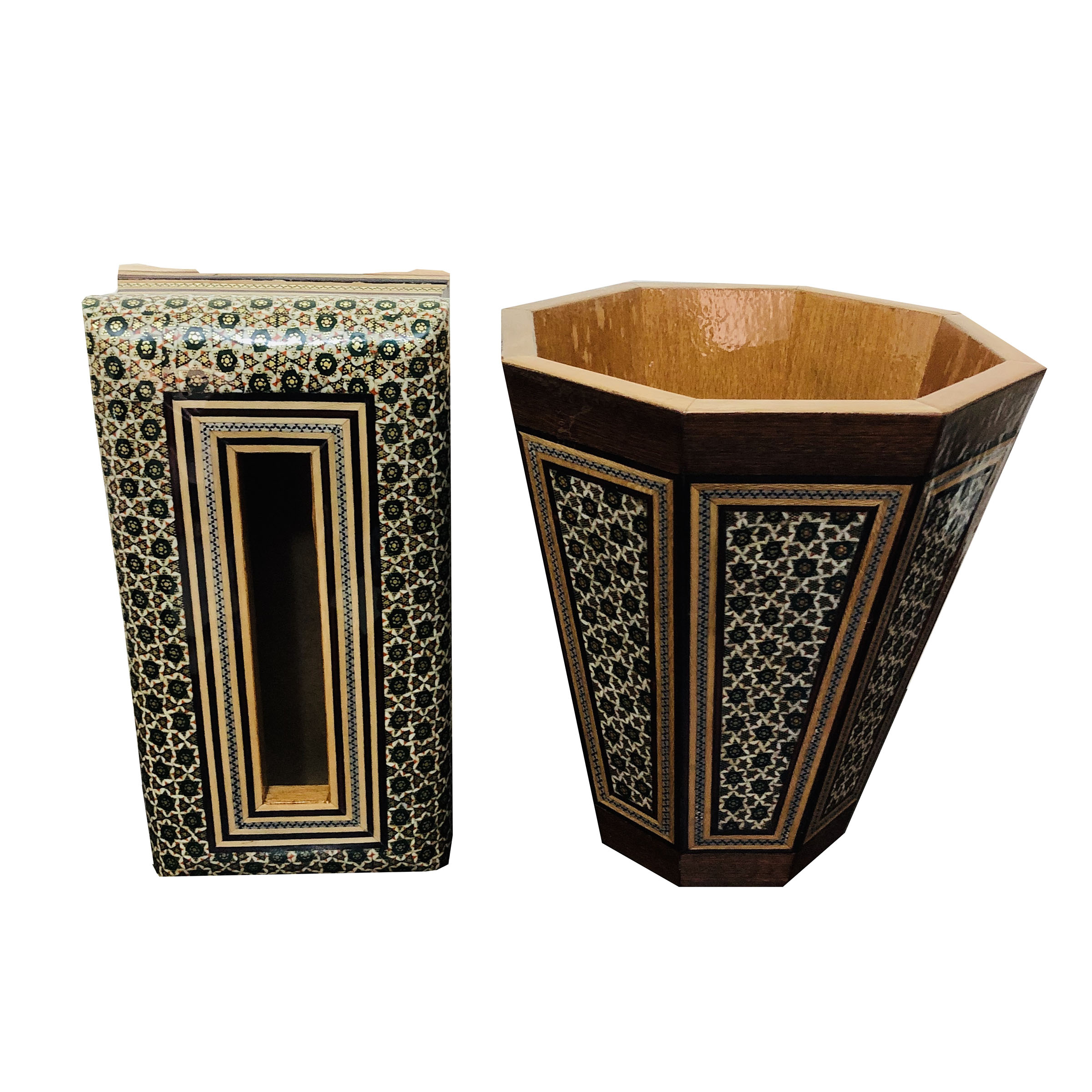 ست جعبه دستمال کاغذی و سطل خاتم کاری کد 2654