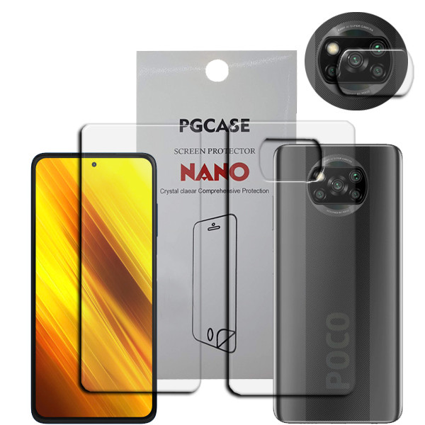 محافظ صفحه نمایش مدل SM مناسب برای گوشی موبایل شیائومی Poco X3 Pro به همراه محافظ پشت گوشی و محافظ لنز دوربین