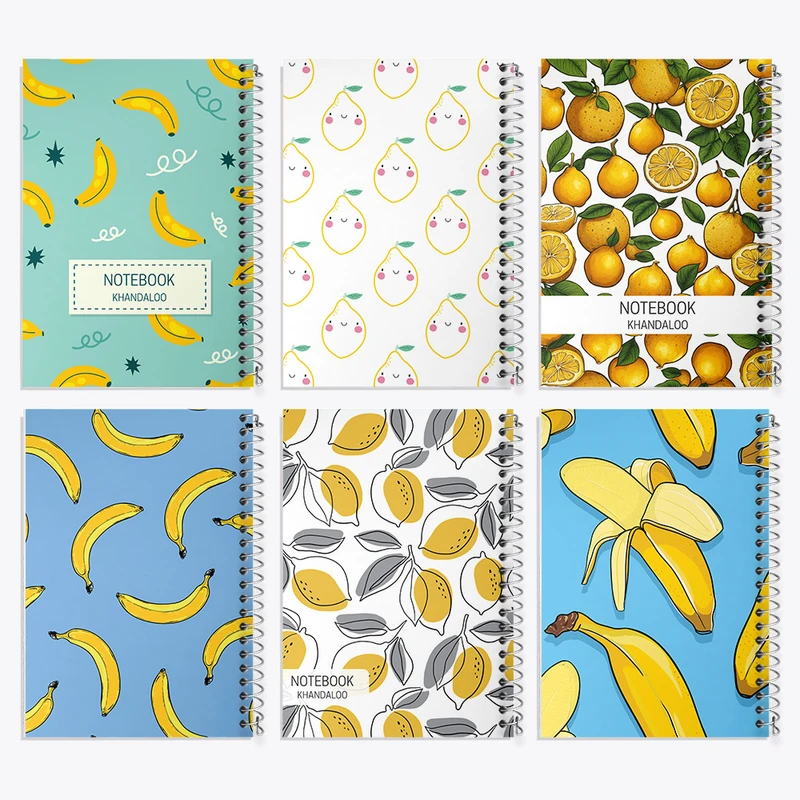 دفتر نقاشی 50 برگ خندالو طرح موز و لیمو کد 184 مجموعه 6 عددی