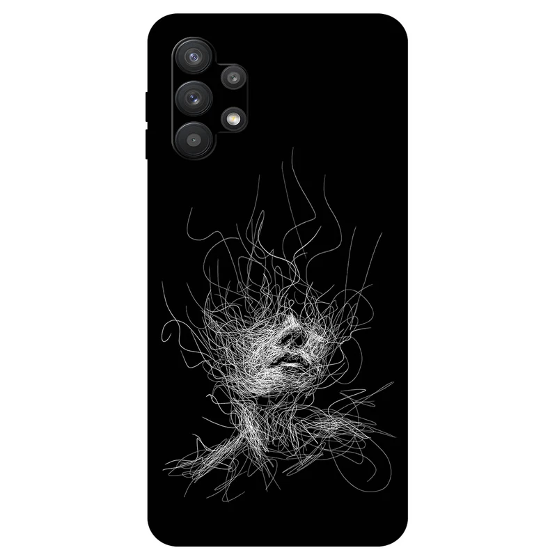 کاور مگافون طرح اسکچ صورت مدل 7423 مناسب برای گوشی موبایل سامسونگ Galaxy A32 5G