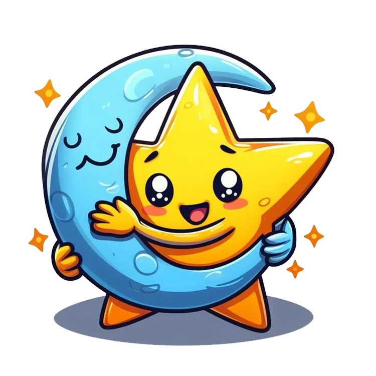 استیکر پارچه و لباس پاد آفرین مدل کارتونی کیوت ماه و ستاره کد S3929