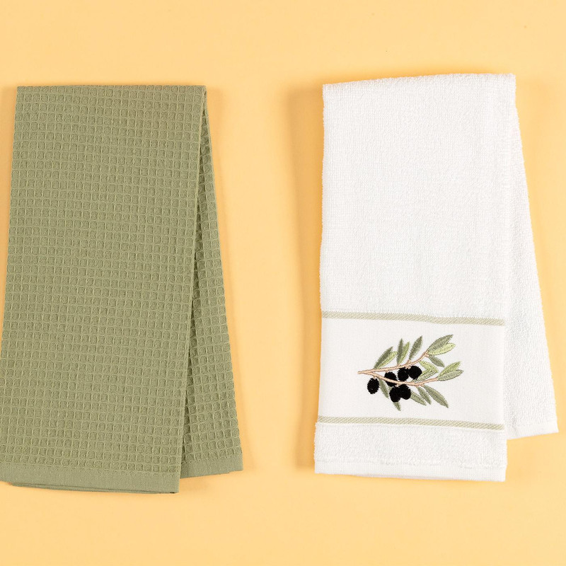 حوله و دستمال آشپزخانه مادام کوکو مدل Lauren مجموعه دو عددی