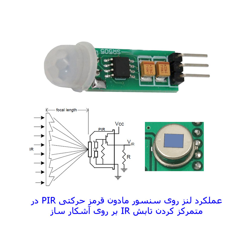 سنسور تشخیص حرکت مادون قرمز با رله مهندسیکا مدل SR505-PIR