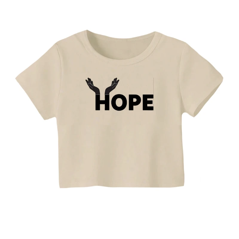 کراپ‌ تی‌شرت آستین کوتاه زنانه مدل امید و آرزو