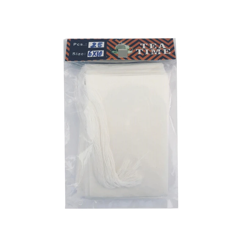 فیلتر چای مدل نخدار نخ جمع شو  11x6 بسته 25 عددی