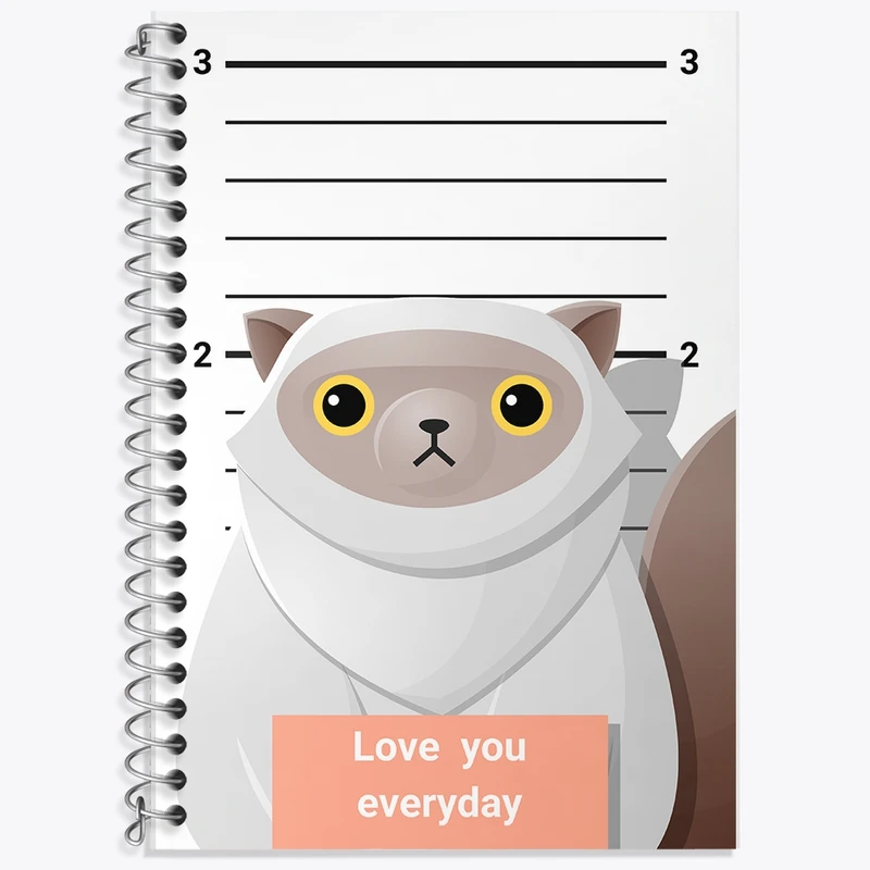 دفتر زبان 50 برگ خندالو مدل دو خط طرح گربه (Cat) کد F2288