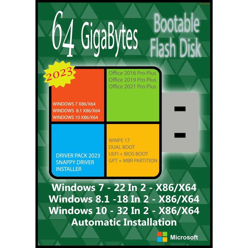 سیستم عامل Windows 7 8.1 10 AIO 72in6 X86/X64 2023 - Deriver Pack 2023 - Office 16-19-21 نشر مایکروسافت
