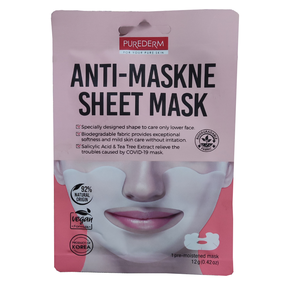 ماسک صورت پیوردرم مدل Anti-Maskne Sheet Mask وزن 12 گرم