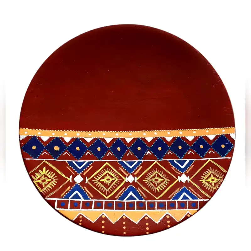 بشقاب دیوارکوب سفالی طرح سنتی کد 01 مجموعه 5 عددی