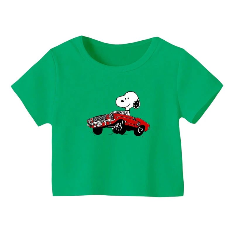 کراپ‌ تی‌شرت آستین کوتاه زنانه مدل اسنوپی کد ۱۵