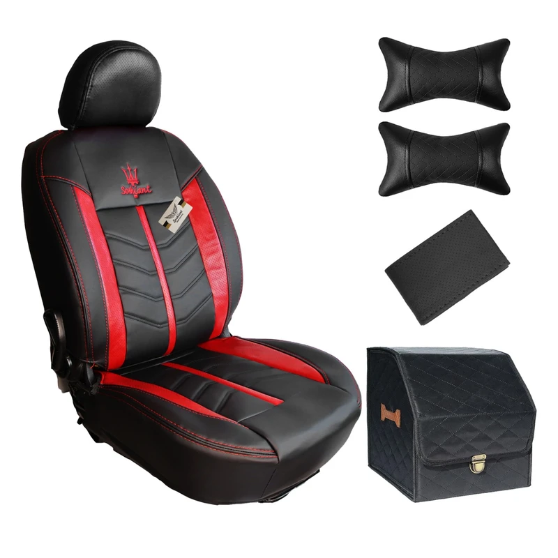 ست کامل روکش صندلی خودرو سوشیانت مدل کویین مناسب برای ساینا و تیبا به همراه پشت گردنی و دور فرمان و باکس