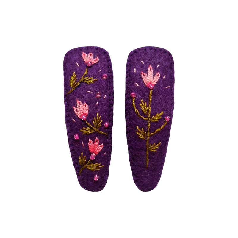 گیره مو زنانه مدل جواهردوزی و گلدوزی بسته دو عددی