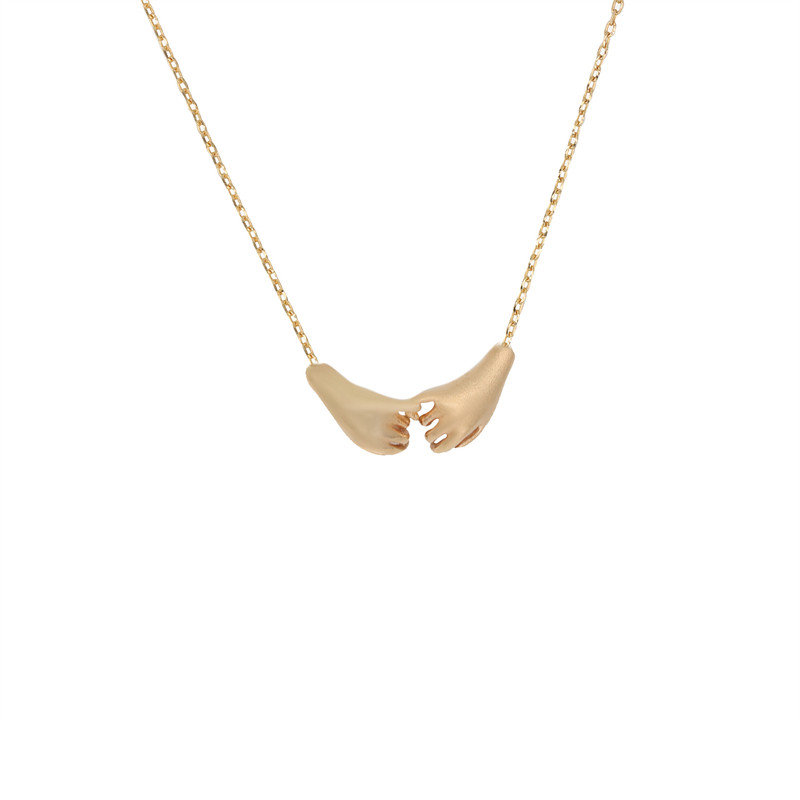 گردنبند طلا 18 عیار زنانه با طرح مینیمال طلاجات مدل دست دوستی کد 1003