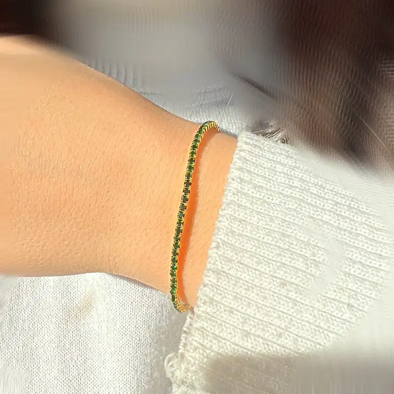 دستبند زنانه مدل نگین دار جواهری تنیسی