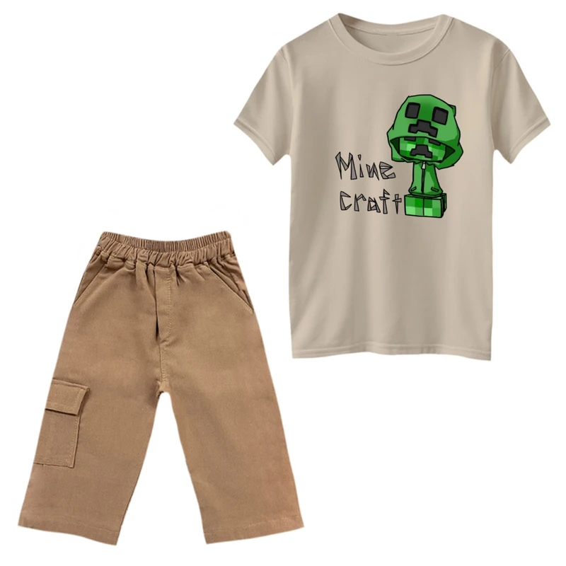 ست تی‌شرت و شلوارک پسرانه مدل ماینکرفت کد 17
