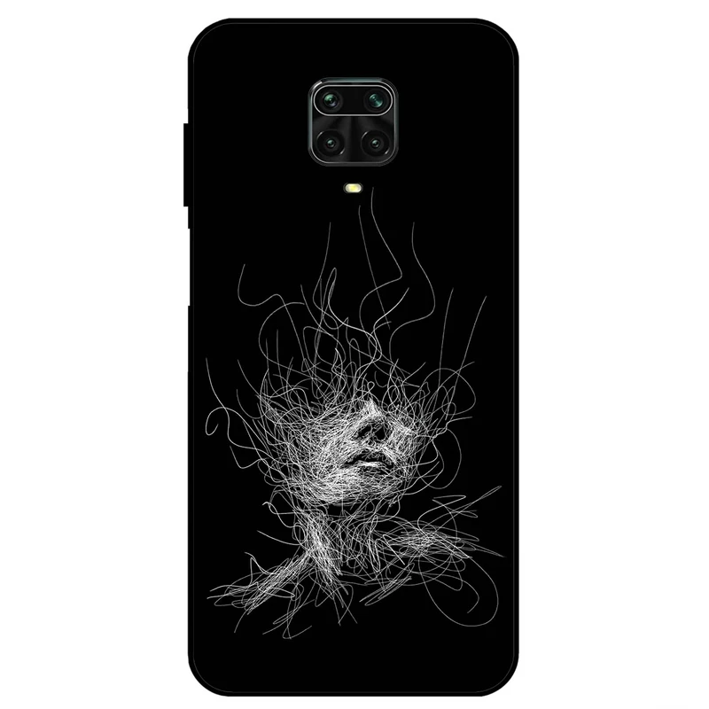 کاور مگافون طرح اسکچ صورت مدل 7423 مناسب برای گوشی موبایل شیائومی Redmi Note 9S / 9 Pro / 9 Pro Max 