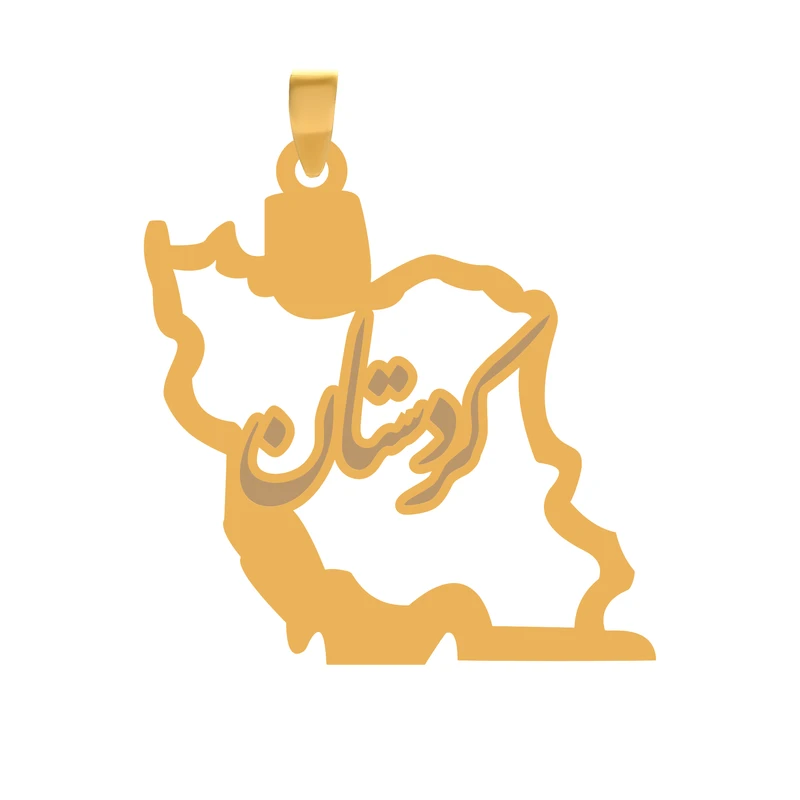 آویز گردنبند طلا 18 عیار بچگانه نیکان گلد طرح نقشه ایران کردستان