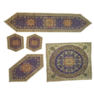 ست ۵ تکه رومیزی ترمه مدل خورشید طرح ابریشم 