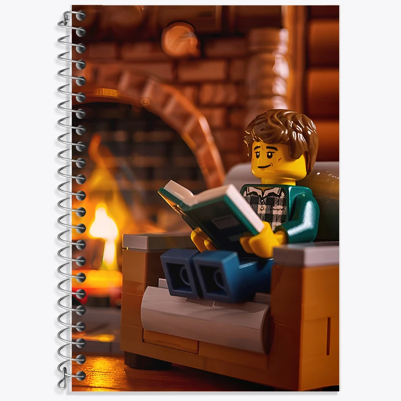 دفتر زبان 50 برگ خندالو مدل دو خط طرح لگو (Lego) کد F6556