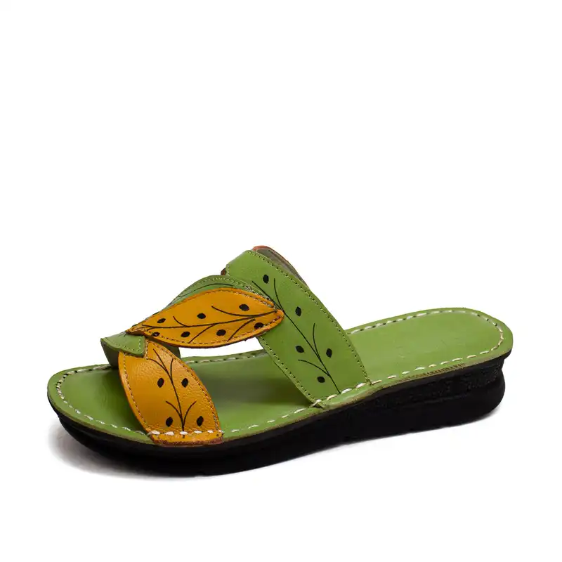 دمپایی زنانه مدل یاپراق رنگ سبز