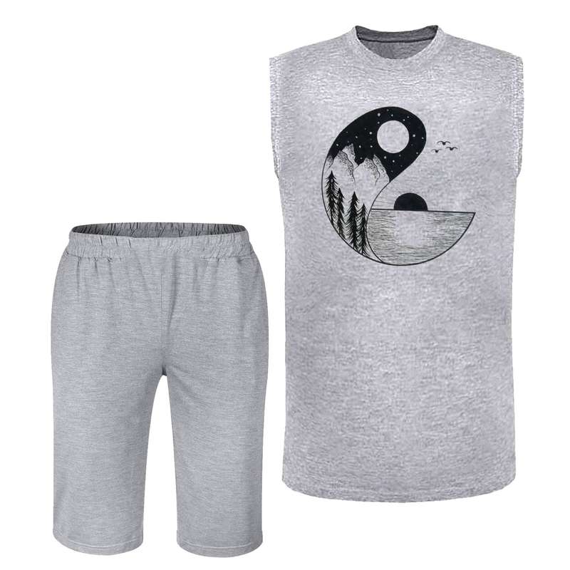 ست تاپ و شلوارک مردانه مدل طبیعت کد J45