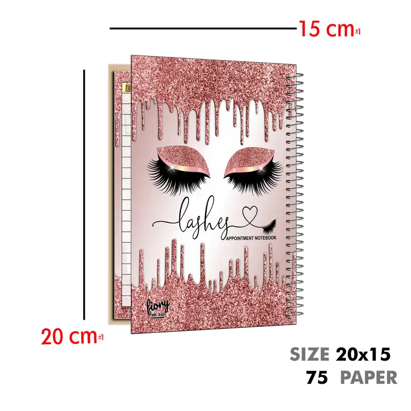 دفتر یادداشت مستر راد مدل نوبت دهی خدمات مژه طرح لیفت و لمینت کد fiory 2358