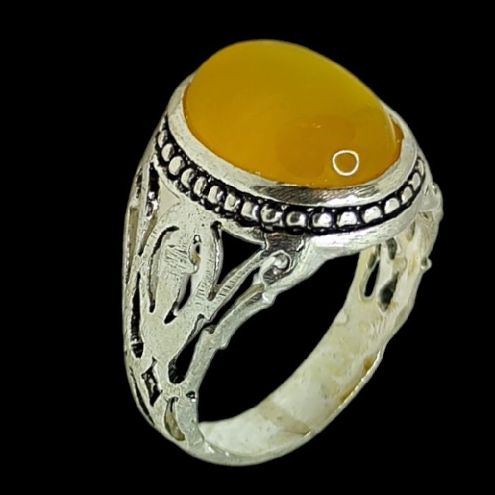 انگشتر نقره مردانه مدل سنگ شرف الشمس رکاب مشبک اسپرت کد 300 -  - 5