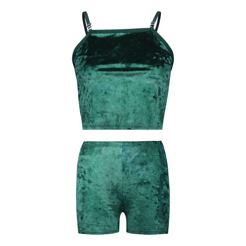 ست تاپ و شلوارک زنانه فرنوش مدل مخمل کد 06