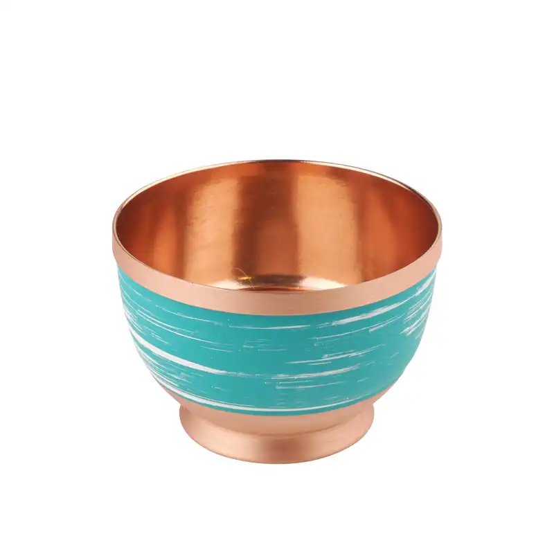 پیاله مسی مدل پایه دار طرح خطی کد 228