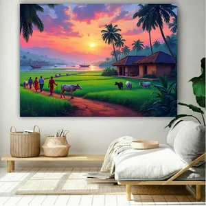 پوستر طرح مخمل روستا و کشاورزی مدل غروب خورشید کد BK24323