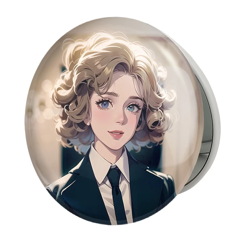 آینه جیبی خندالو طرح دختر مو فرفری مدل تاشو کد 28794