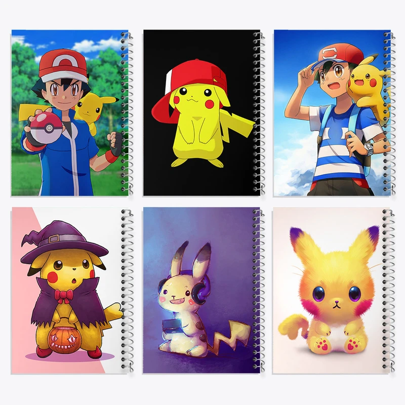 دفتر نقاشی 50 برگ خندالو طرح انیمه پوکمون کد 685 مجموعه 6 عددی