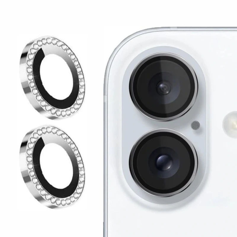 محافظ لنز دوربین تیسیکالا مدل نگین دار مناسب برای گوشی موبایل اپل IPhone 16 / 16 Plus