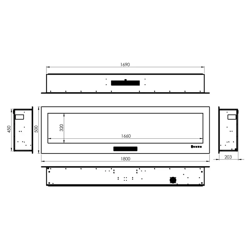 شومینه دیواری برقی شومینه آوالون مدل هالیوود پلاس 180