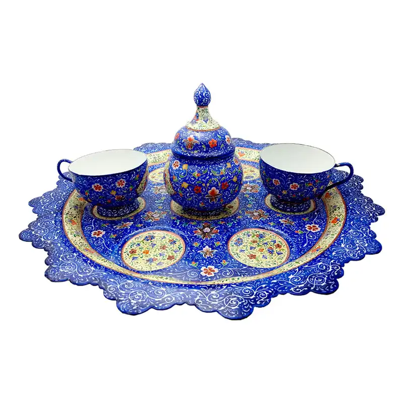 سرویس چای خوری 8 پارچه میناکاری مسی مدل mn007jw