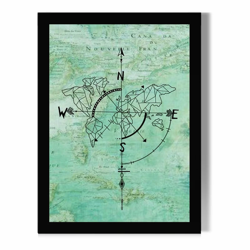 تابلو مدل دیواری طرح مختصات نقشه جهان کد FD397