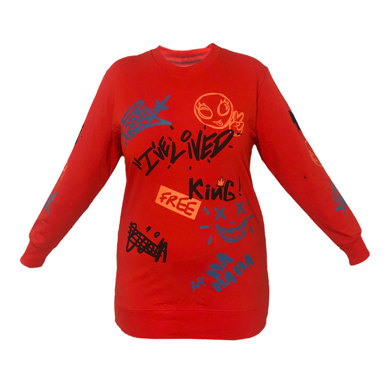 سویشرت زنانه آستین بلند مدل یقه گرد کد W131