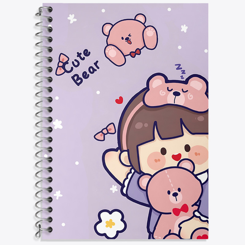 دفتر زبان 50 برگ خندالو مدل دو خط طرح دخترانه کیوت کد N3949