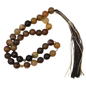 تسبیح نقره جات بافندگان مدل سنگ عقیق باباقوری کد 4700