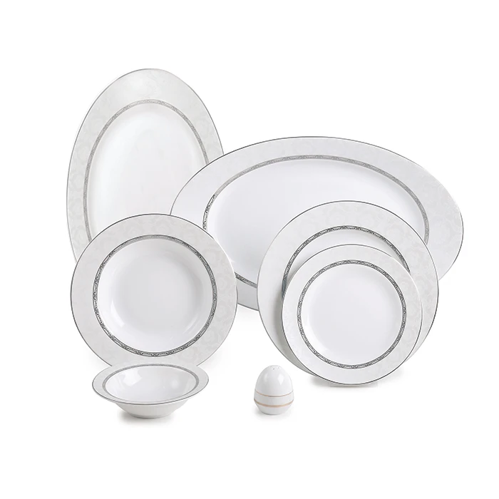 سرویس غذاخوری 28 پارچه چینی رزین طرح هدیه پلاتینی