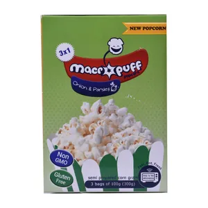 پاپ کورن نیمه آماده با طعم پیاز و جعفری ماکروپف  - 100 گرم بسته 3 عددی