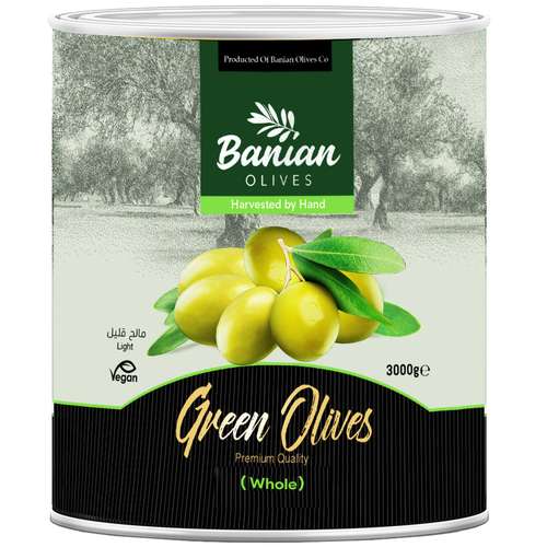 زیتون سبز با هسته بانیان - 3 کیلوگرم