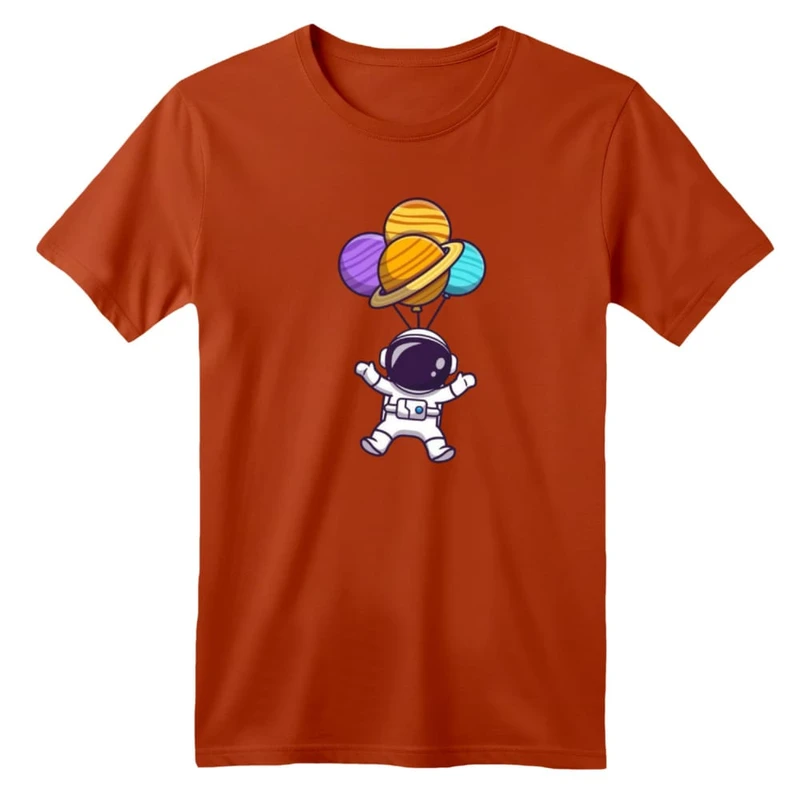 تی شرت آستین کوتاه بچگانه مدل فضانورد کد ۱۳ رنگ آجری