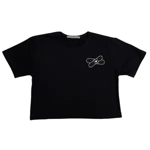 تی شرت آستین کوتاه زنانه مدل قلب چسبی 23-10 رنگ مشکی