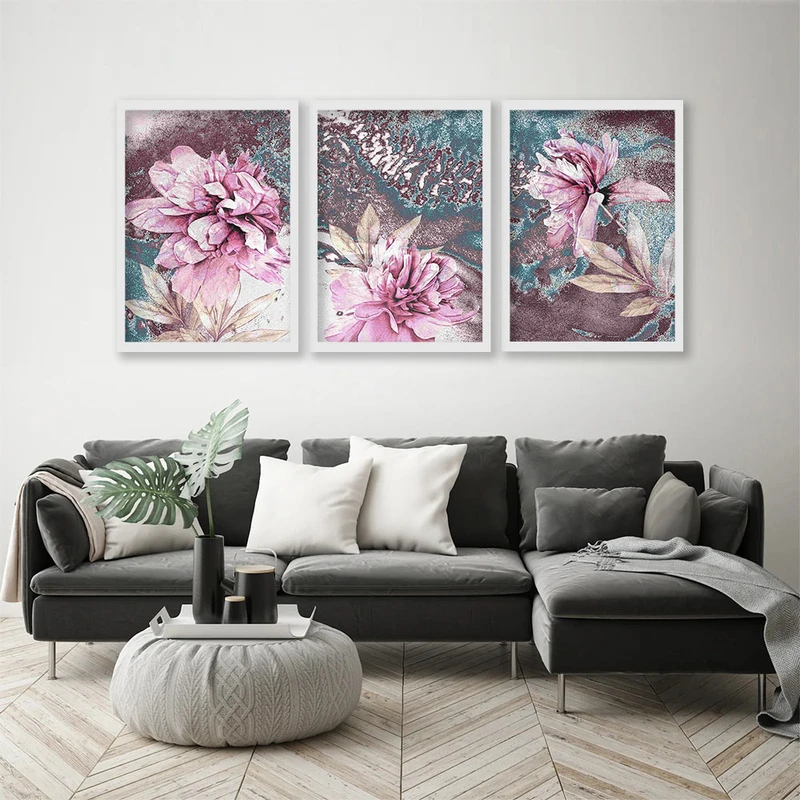 تابلو صبا طرح مدل دکوراتیو مینیمال کد YF2338w مجموعه 3 عددی