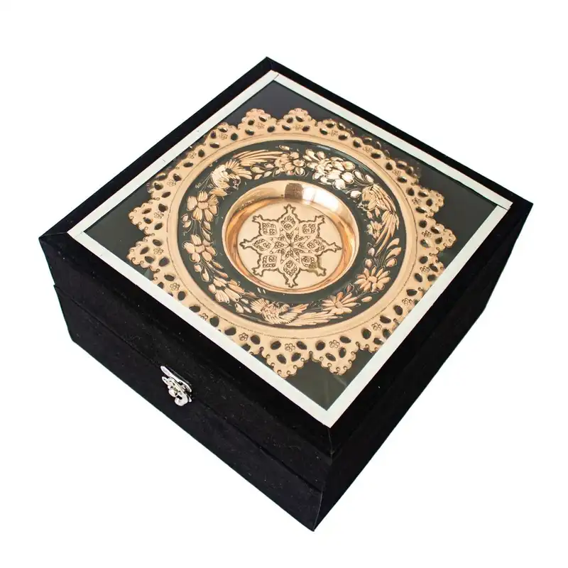 شیرینی خوری مسی مدل الماس تراش کد JL04