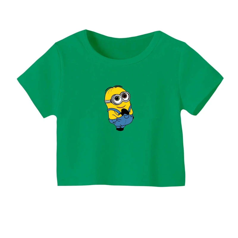 کراپ‌ تی‌شرت آستین کوتاه زنانه مدل مینیون کد 3
