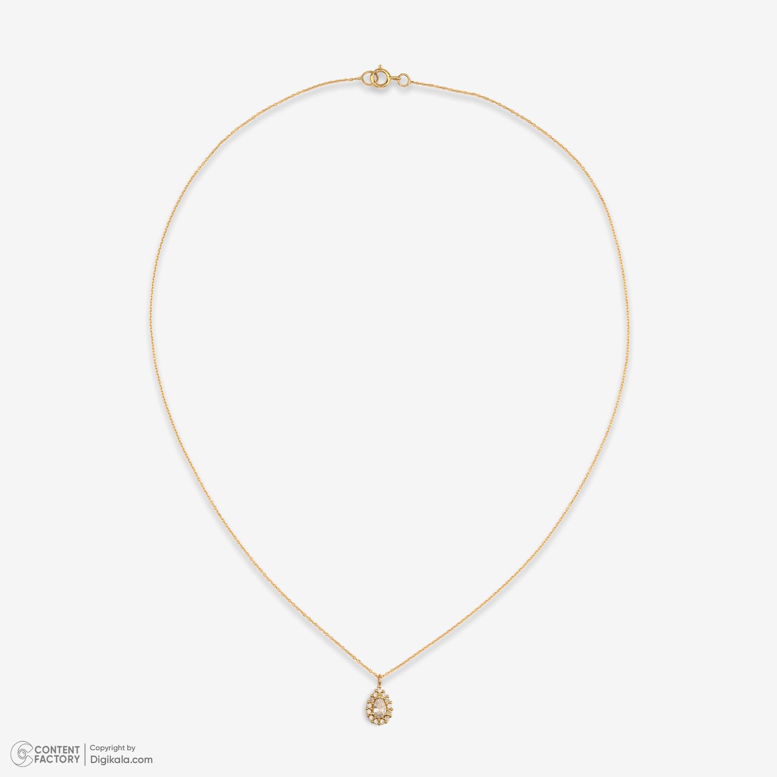 گردنبند طلا 18 عیار زنانه با زنجیر حلقهای (فلامینگو) وی گالری مدل اشک نگینی کد NC1932 -  - 6