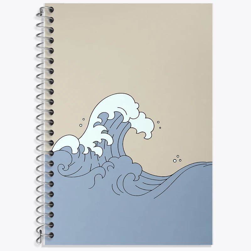 دفتر زبان 50 برگ خندالو مدل دو خط طرح موج عظیم کاناگاوا کد F5404